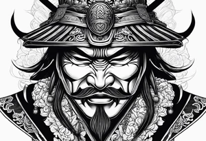 samurai with mask tattoo idea