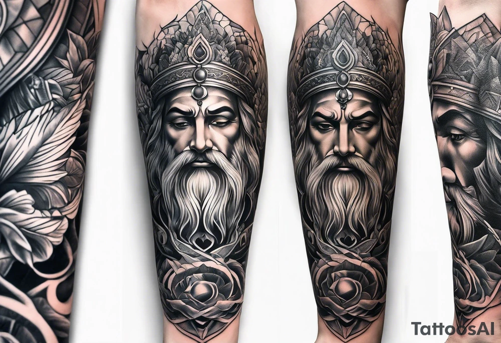 Forearms sleeve represents God tattoo idea