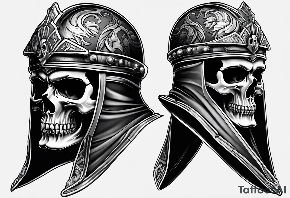 roman soldier skull tattoo idea