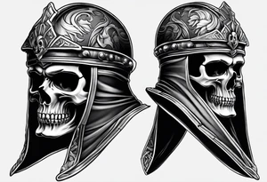 roman soldier skull tattoo idea