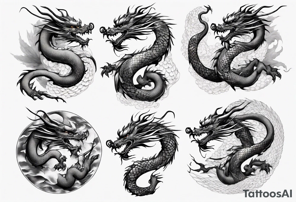long chinese dragon with scales tattoo idea