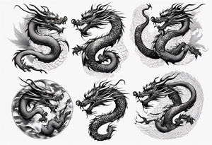 long chinese dragon with scales tattoo idea