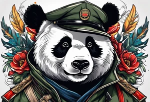 Combat Panda in mordern german army clothes tattoo idea