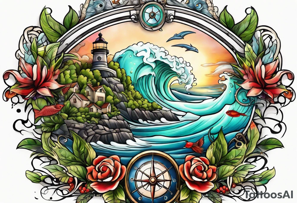 Nautical leave tattoo idea