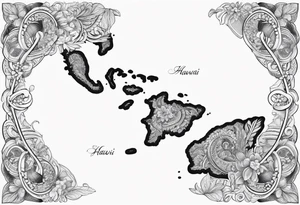 Hawaii archipelago map paisley tattoo idea