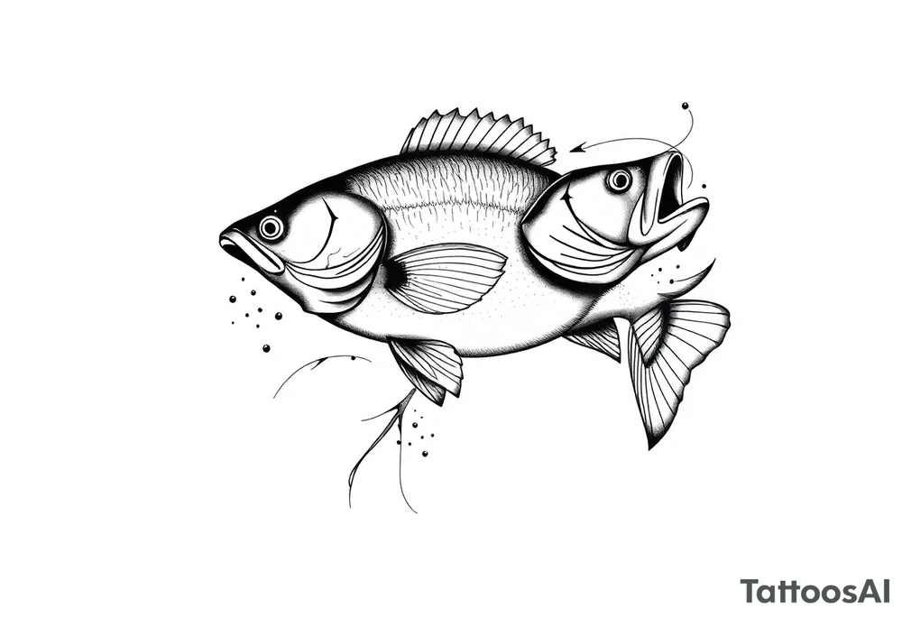 bass an fish in water sleeveless tattoo idea