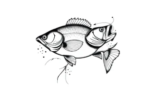 bass an fish in water sleeveless tattoo idea