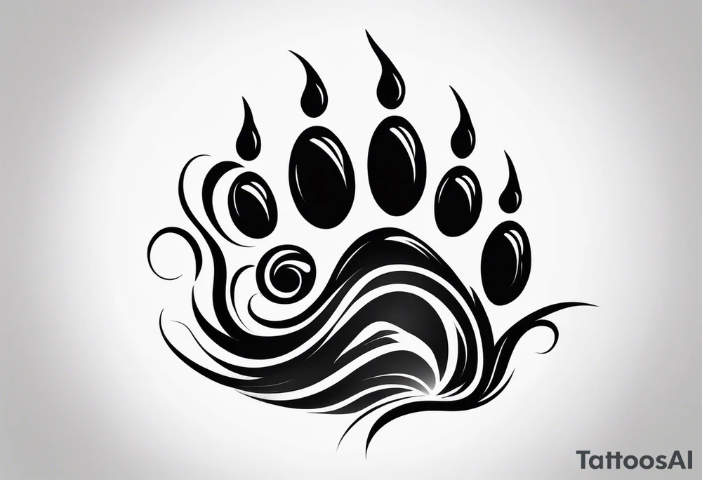 Paw print with road inside of it tattoo idea