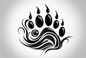 Paw print with road inside of it tattoo idea