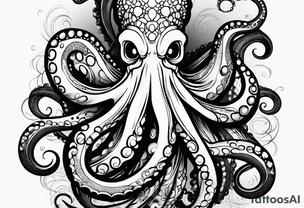 Octopus around lower leg tattoo idea