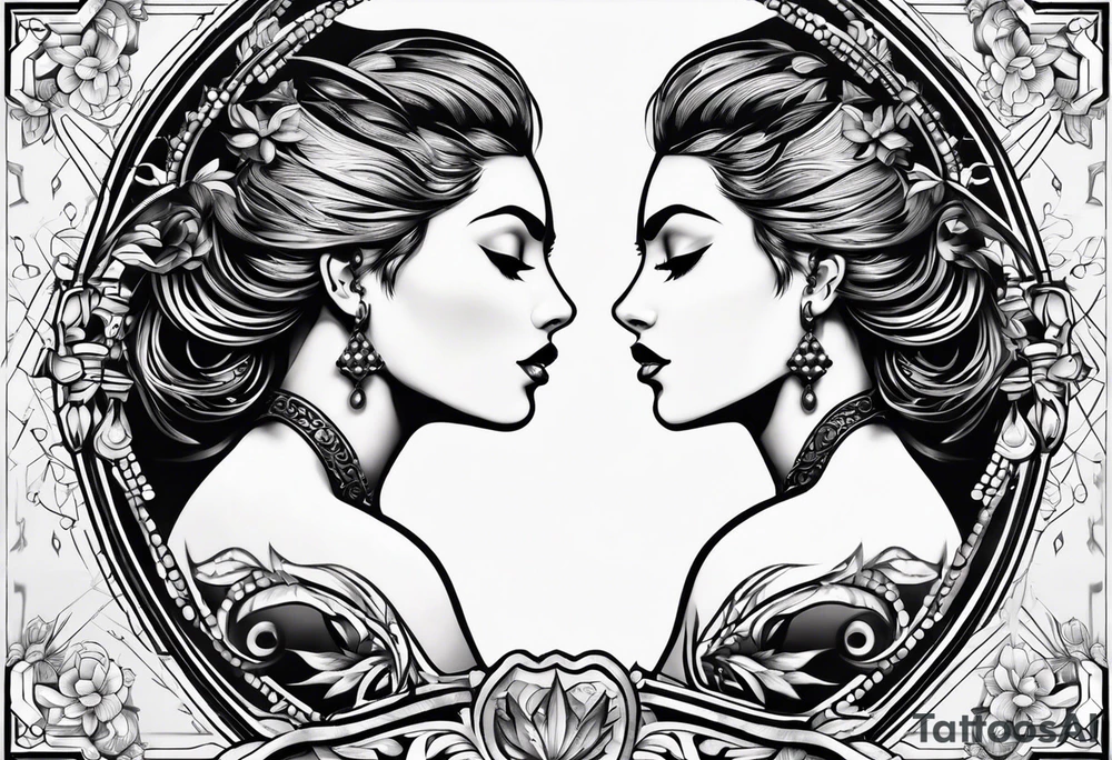 Gemini logo with stitches simple tattoo idea