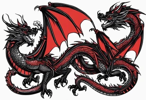 Red and black dragons tattoo idea