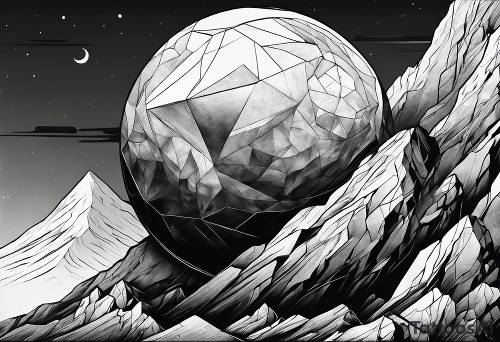 Sisyphus roll a huge boulder endlessly up a steep hill tattoo idea Sisyphus roll a huge boulder endlessly up a steep hill tattoo idea