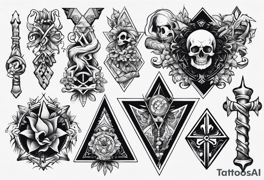 Variety of bones traditional style flash sheet tattoo idea