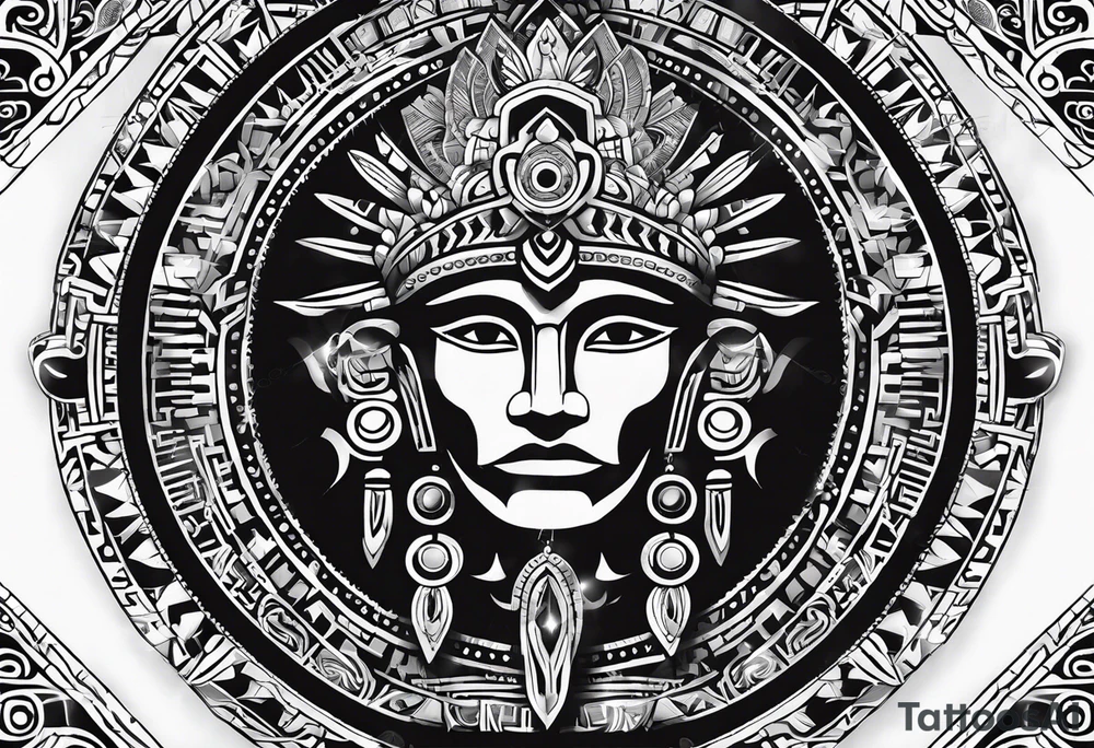 Inca sun pictured as a male figure tattoo idea