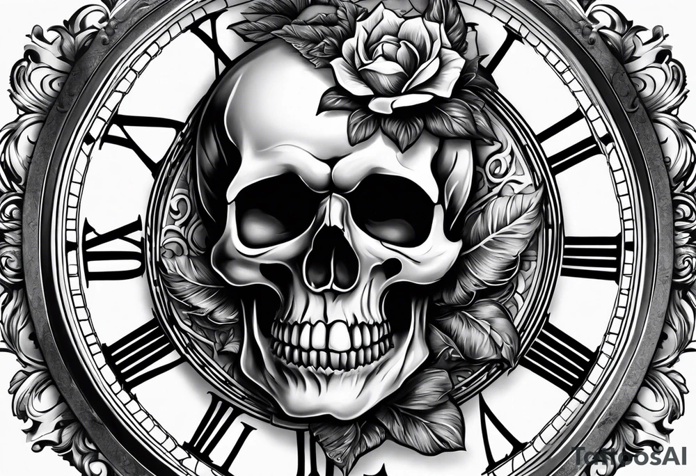 skull with pocket watch tattoo idea