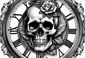 skull with pocket watch tattoo idea
