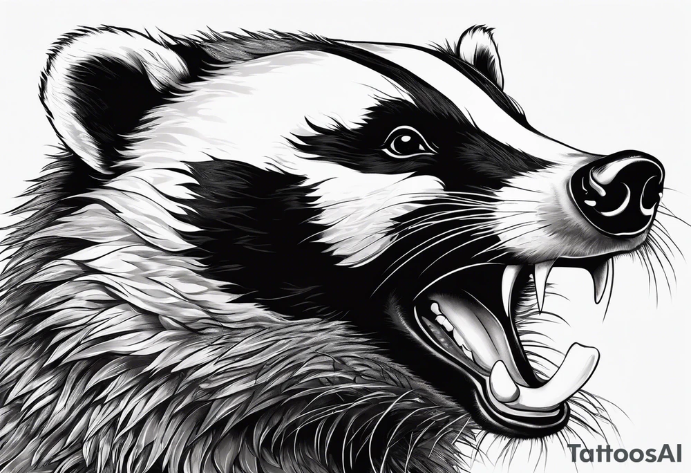 badger with mouth open with Dr Pepper can tattoo idea