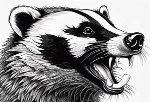 badger with mouth open with Dr Pepper can tattoo idea