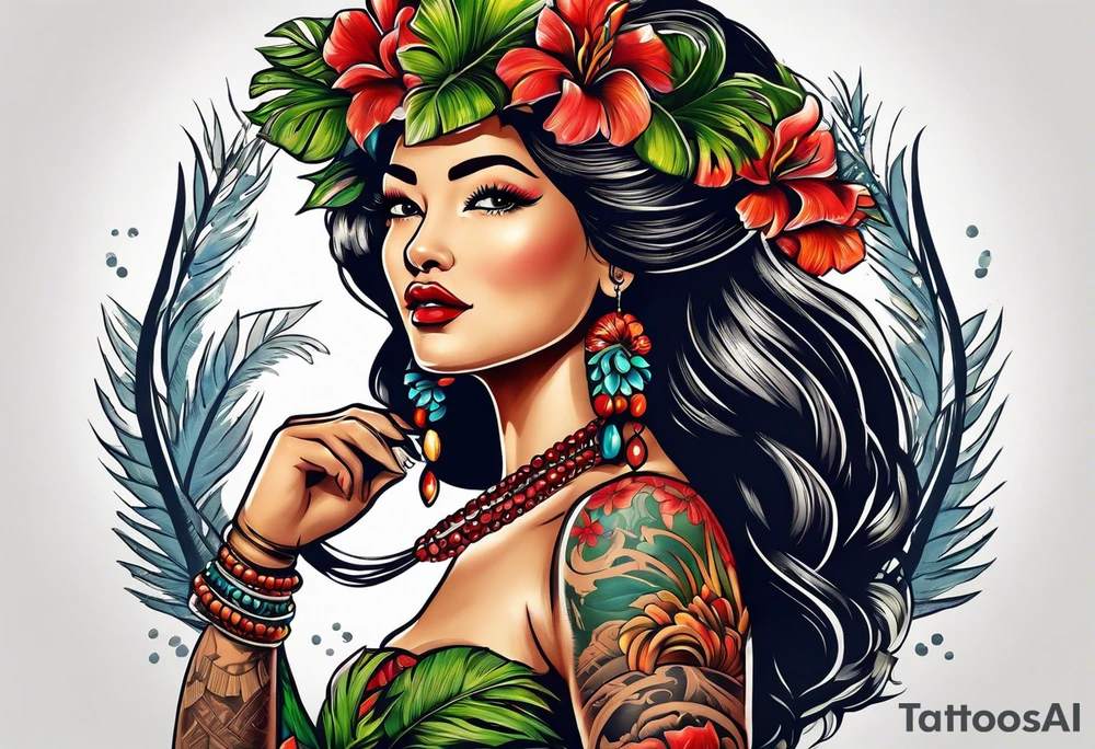 hula girl who dance with famas tattoo idea