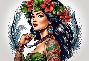 hula girl who dance with famas tattoo idea