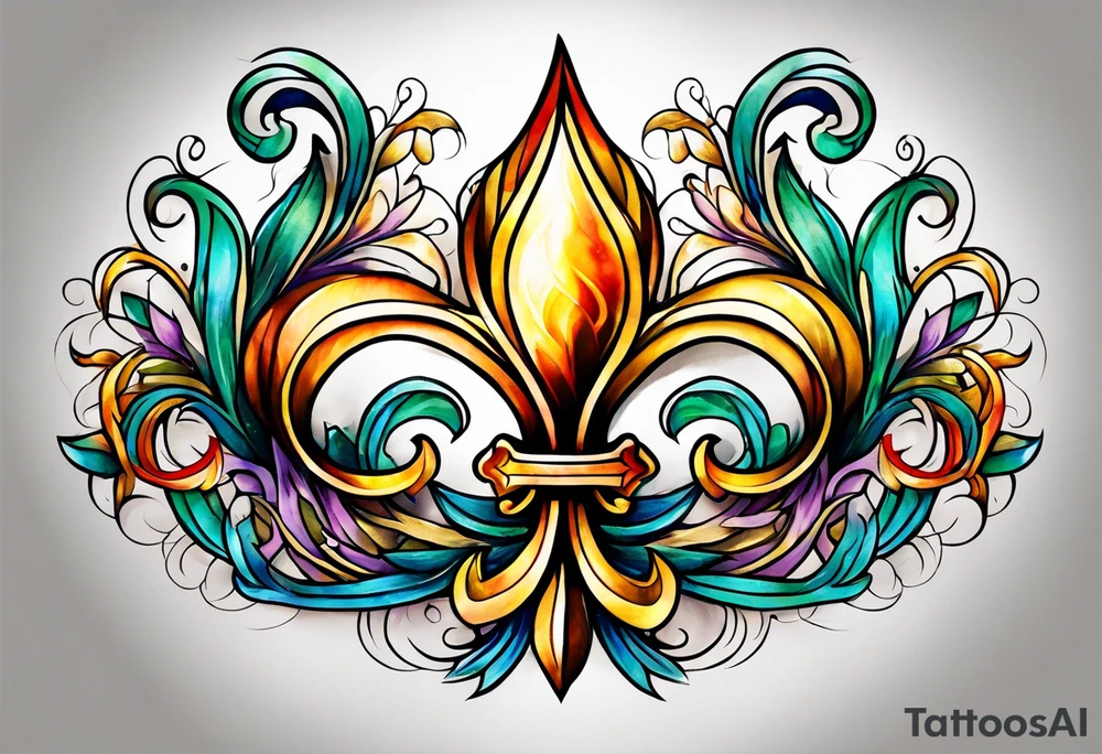 Fleur de lys celtique en flamme tattoo idea