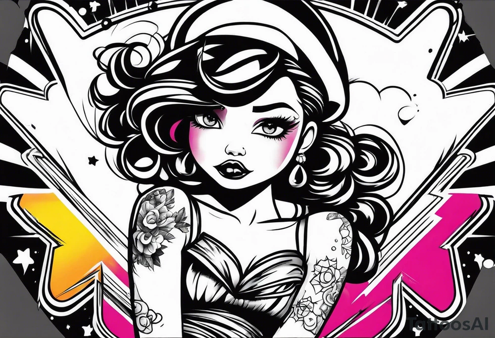 Graffiti style Justine tattoo idea