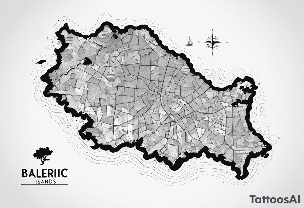 map of balearic   islands tattoo idea