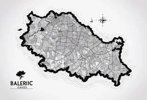 map of balearic   islands tattoo idea