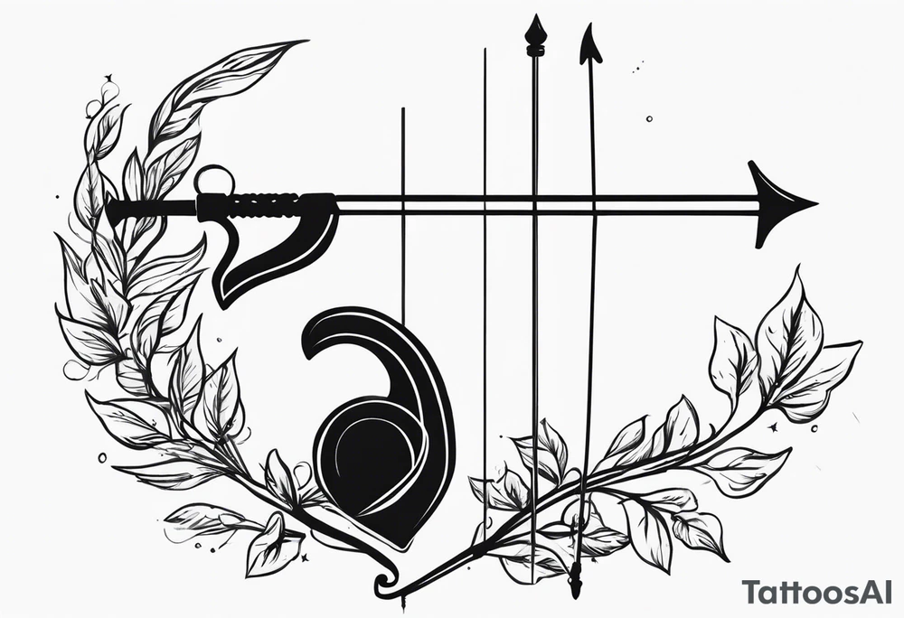 the saggitarius bow and arrow, the arrow will serve as the libra scales base, do a mix of them tattoo idea