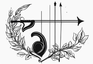 the saggitarius bow and arrow, the arrow will serve as the libra scales base, do a mix of them tattoo idea