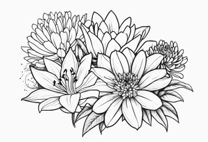 Lillies and chrysanthemums tattoo idea