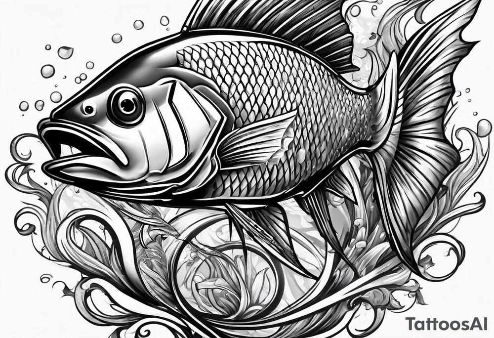 muscular
posideon fighting a sport fish with a trident tattoo idea