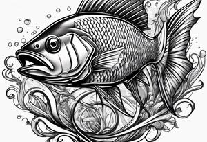 muscular
posideon fighting a sport fish with a trident tattoo idea