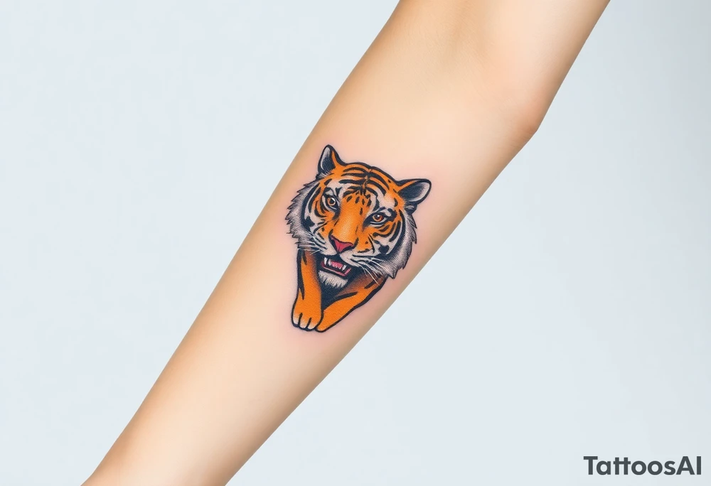 a full color cubist tiger tattoo illustrated in polyc tattoo artist style tattoo idea