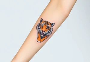 a full color cubist tiger tattoo illustrated in polyc tattoo artist style tattoo idea