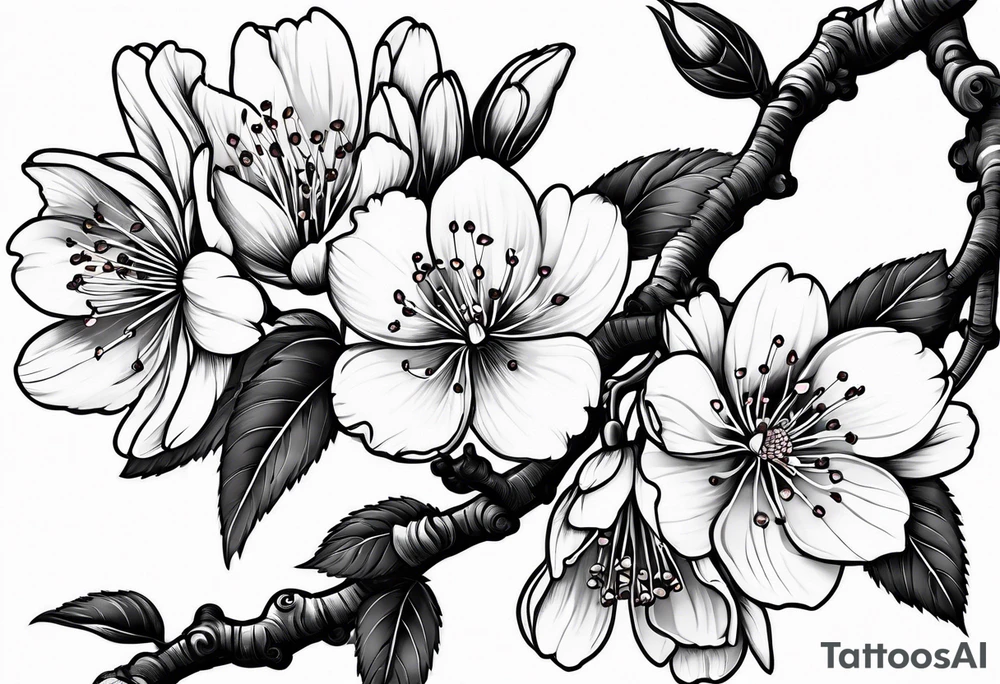 Cherry blossom with branch tattoo idea