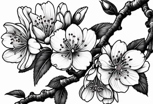 Cherry blossom with branch tattoo idea