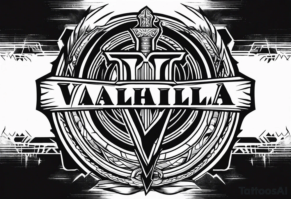 Valhalla sword shield lightning tattoo idea