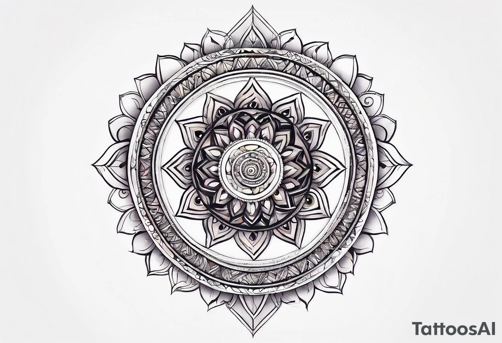 geometric earthly spiral chakra, spiritual for the side of the neck tattoo idea