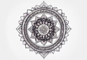 geometric earthly spiral chakra, spiritual for the side of the neck tattoo idea