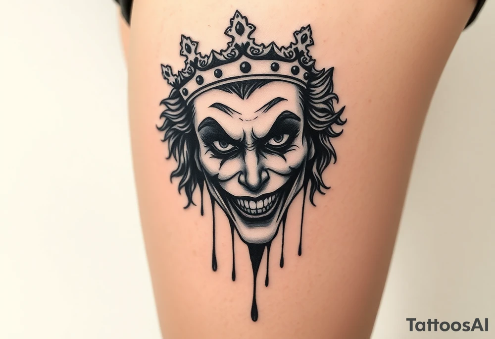Why so serious joker with crown, dripping tattoo idea