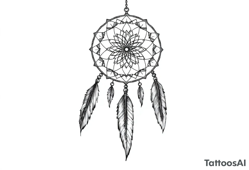 dreamcatcher with feathers for the memory of my grandma, slim tattoo idea
