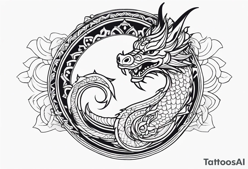 Dragon around Mandala tattoo idea