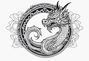 Dragon around Mandala tattoo idea