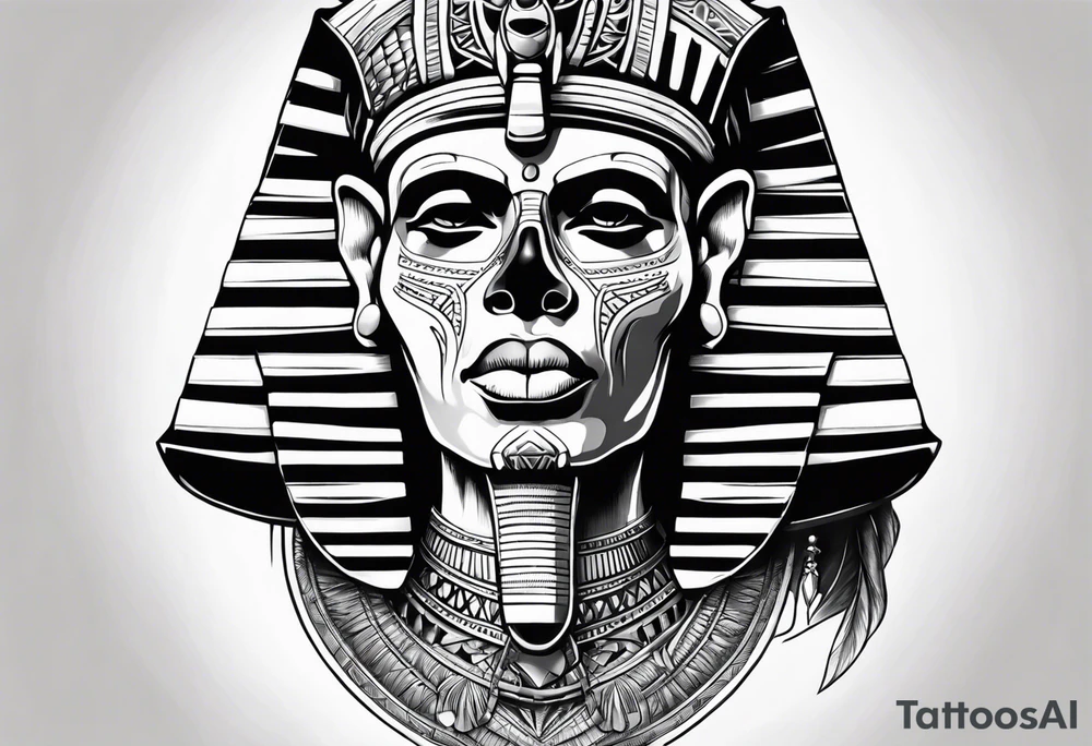 Black pharaoh skull realistic tattoo idea