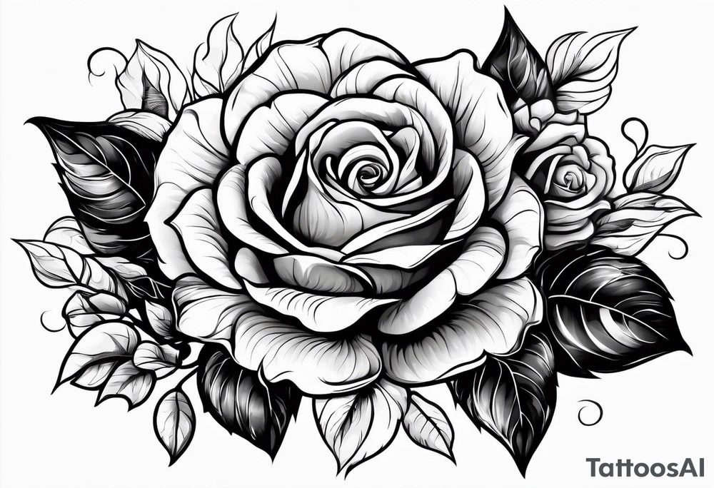 flower rose and blue, sunflower, tattoo idea