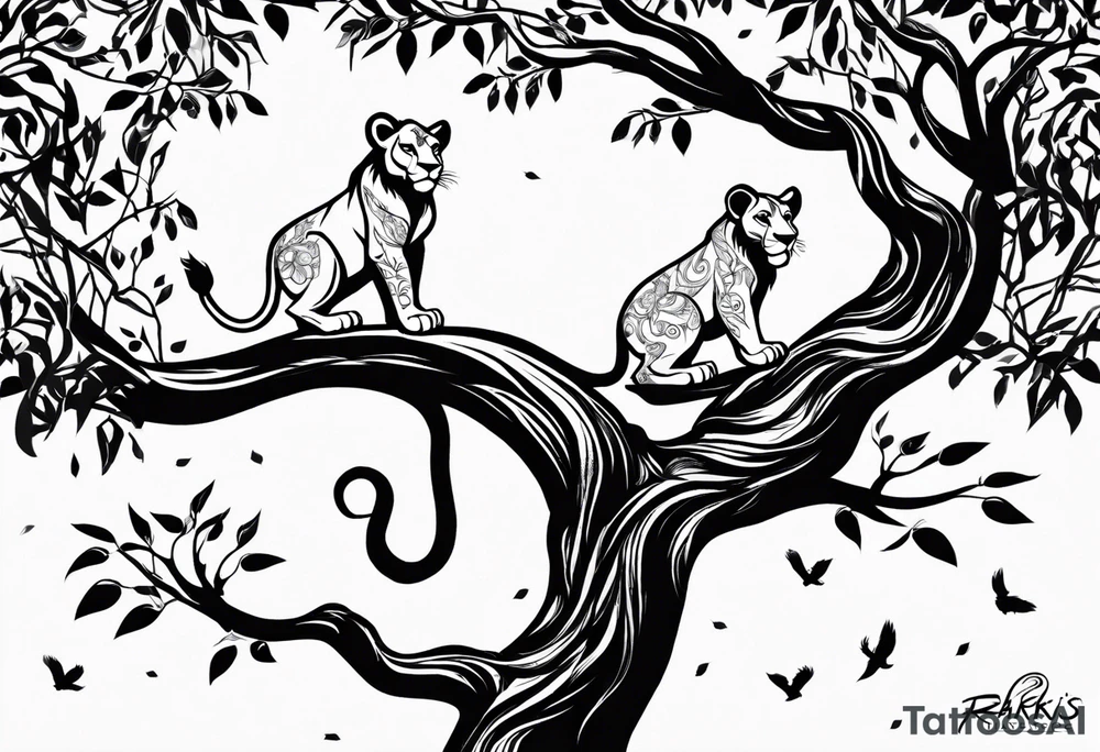 Lion king hakuna matata tree branch montage inside rafikis drawn baby simba. tattoo idea
