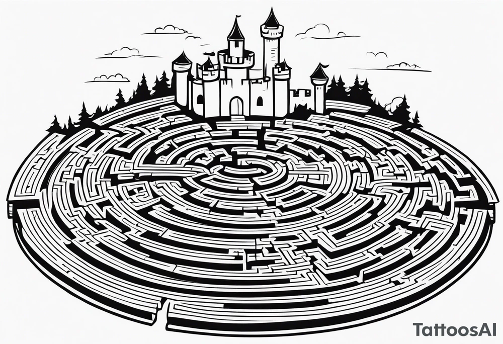 Labyrinth Maze with castle tattoo idea