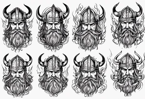 A viking riding face with flames tattoo idea